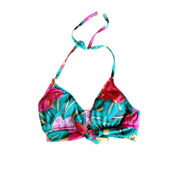 Kona Sol Bikini Swim Top Small Womens Padded Tropical Multicolor Swimwear - Picture 1 of 4
